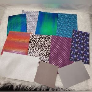 Colorful Patterned Fabric Sheets Faux Leather Mix Prints Mermaid Cheetah Moon